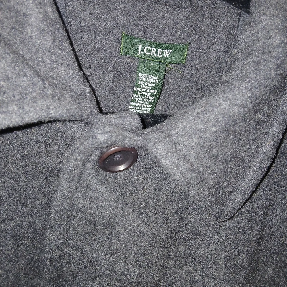 J crew mens wool button up top coat Large